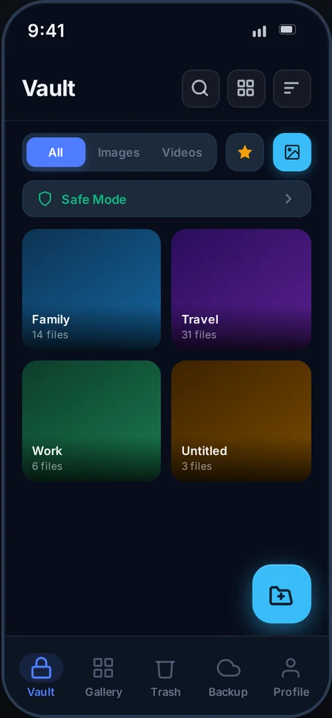 PixValt albums — organizing files into folders